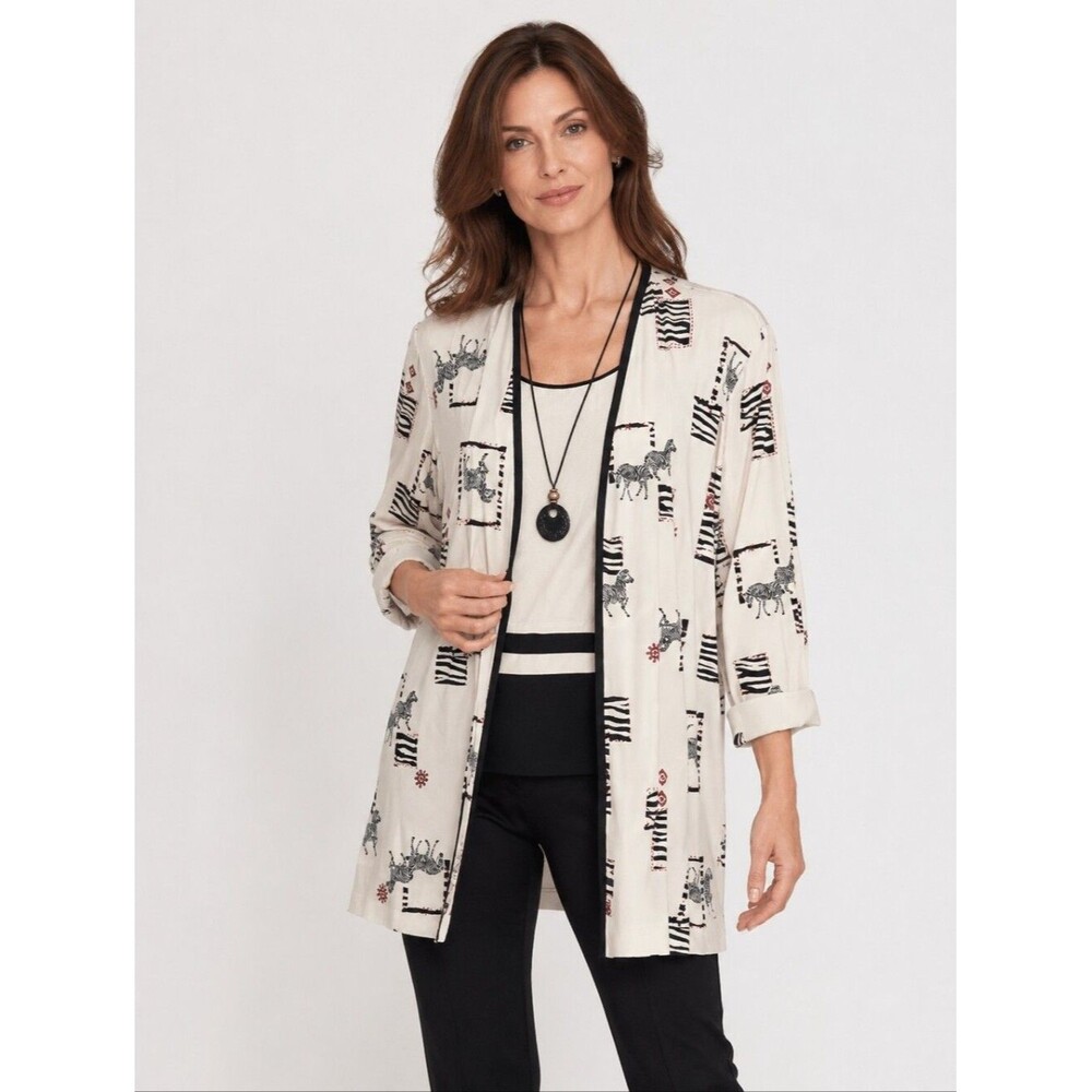 Vintage R&M Richards women's tank cardigan necklace 3 in 1, animal print blouse